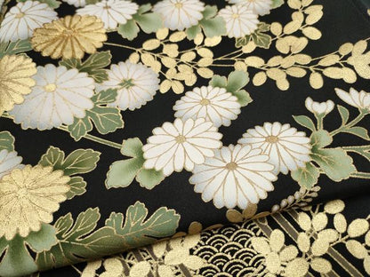 平和屋着物●豪華黒留袖　駒刺繍　萬寿染　渡橋菊文　金彩　正絹　逸品　未使用　CABJ5078hy