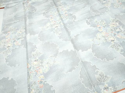 平和屋着物●上質な紬　雪輪草花文　正絹　逸品　CABJ5081hy