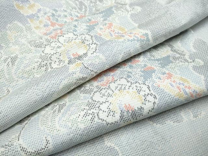 平和屋着物●上質な紬　雪輪草花文　正絹　逸品　CABJ5081hy