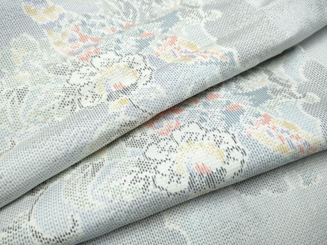 平和屋着物●上質な紬　雪輪草花文　正絹　逸品　CABJ5081hy