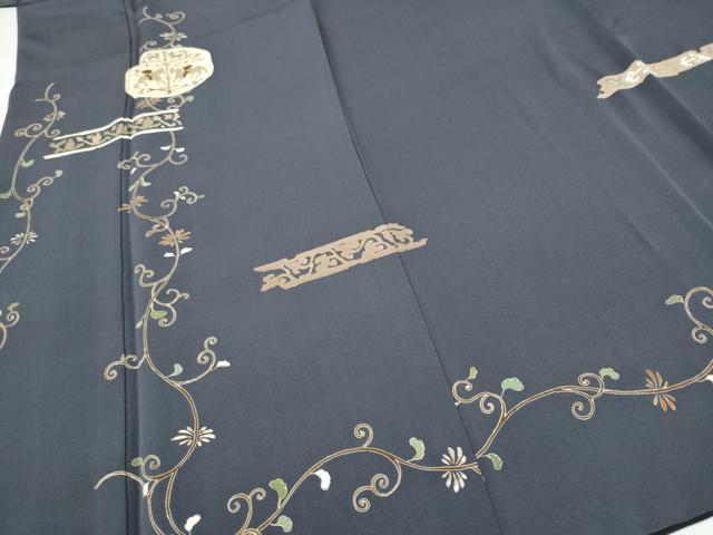 平和屋着物●訪問着　駒刺繍　狩猟花唐草文　金彩　正絹　逸品　CABJ5082hy