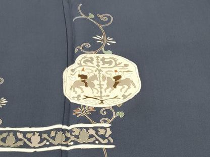 平和屋着物●訪問着　駒刺繍　狩猟花唐草文　金彩　正絹　逸品　CABJ5082hy