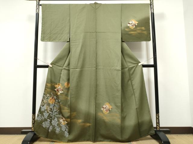 平和屋着物●訪問着　雪輪草花文　暈し染め　金銀彩　正絹　逸品　未使用　CABJ5084hy