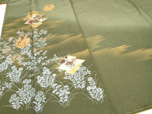 平和屋着物●訪問着　雪輪草花文　暈し染め　金銀彩　正絹　逸品　未使用　CABJ5084hy