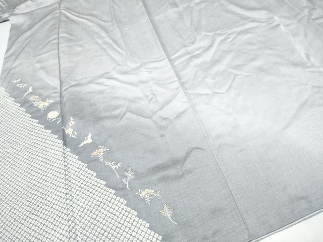 平和屋着物●訪問着　総刺繍　絞り　飛鶴松竹梅　暈し染め　金糸　正絹　逸品　CABJ5085hy