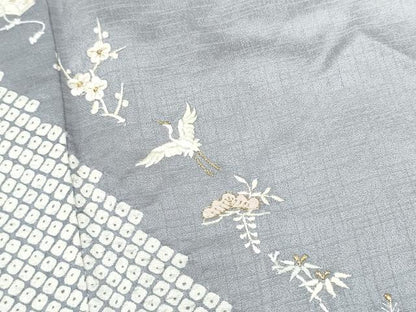 平和屋着物●訪問着　総刺繍　絞り　飛鶴松竹梅　暈し染め　金糸　正絹　逸品　CABJ5085hy