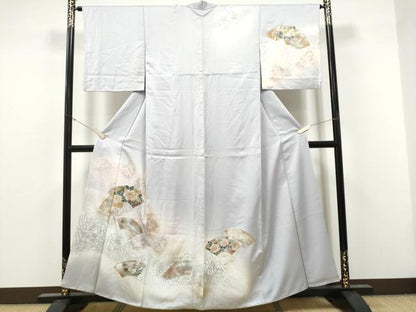 平和屋着物●訪問着　地紙草花文　暈し染め　金彩　正絹　逸品　CABJ5086hy