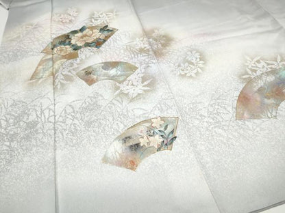 平和屋着物●訪問着　地紙草花文　暈し染め　金彩　正絹　逸品　CABJ5086hy