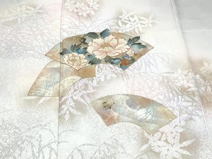 平和屋着物●訪問着　地紙草花文　暈し染め　金彩　正絹　逸品　CABJ5086hy