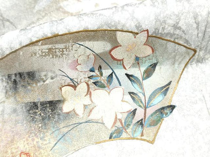 平和屋着物●訪問着　地紙草花文　暈し染め　金彩　正絹　逸品　CABJ5086hy
