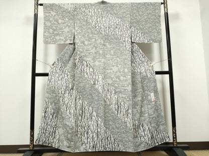 平和屋着物●伝統工芸士　水谷滉　訪問着　樹林花文　正絹　逸品　未使用　CABJ5087hy