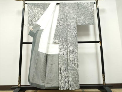 平和屋着物●伝統工芸士　水谷滉　訪問着　樹林花文　正絹　逸品　未使用　CABJ5087hy