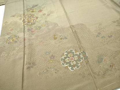平和屋着物●中国三大刺繍　スワトウ刺繍　総刺繍　訪問着　正倉院花文　暈し染め　金糸　正絹　逸品　未使用　CABJ5089hy