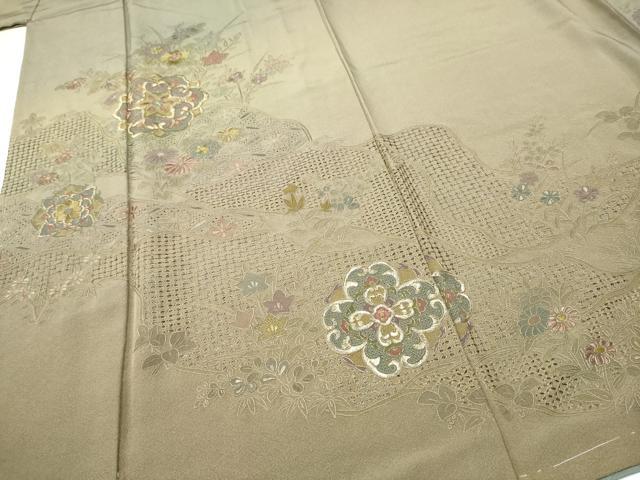 平和屋着物●中国三大刺繍　スワトウ刺繍　総刺繍　訪問着　正倉院花文　暈し染め　金糸　正絹　逸品　未使用　CABJ5089hy