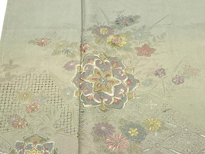 平和屋着物●中国三大刺繍　スワトウ刺繍　総刺繍　訪問着　正倉院花文　暈し染め　金糸　正絹　逸品　未使用　CABJ5089hy