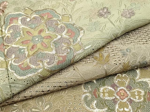 平和屋着物●中国三大刺繍　スワトウ刺繍　総刺繍　訪問着　正倉院花文　暈し染め　金糸　正絹　逸品　未使用　CABJ5089hy