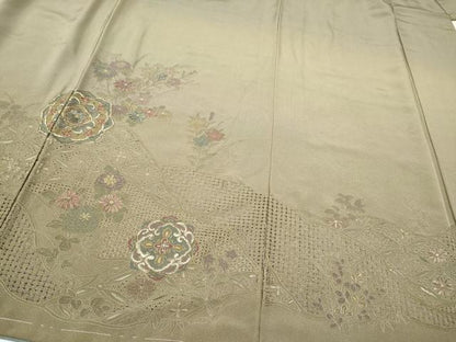 平和屋着物●中国三大刺繍　スワトウ刺繍　総刺繍　訪問着　正倉院花文　暈し染め　金糸　正絹　逸品　未使用　CABJ5089hy
