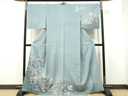 平和屋着物●中国三大刺繍　スワトウ刺繍　総刺繍　訪問着　地紙更紗花文　暈し染め　金糸　正絹　逸品　未使用　CABJ5090hy