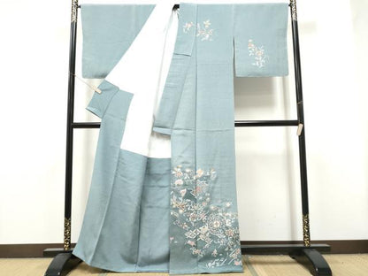 平和屋着物●中国三大刺繍　スワトウ刺繍　総刺繍　訪問着　地紙更紗花文　暈し染め　金糸　正絹　逸品　未使用　CABJ5090hy