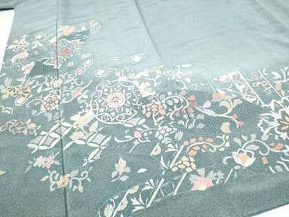 平和屋着物●中国三大刺繍　スワトウ刺繍　総刺繍　訪問着　地紙更紗花文　暈し染め　金糸　正絹　逸品　未使用　CABJ5090hy