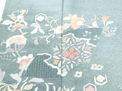平和屋着物●中国三大刺繍　スワトウ刺繍　総刺繍　訪問着　地紙更紗花文　暈し染め　金糸　正絹　逸品　未使用　CABJ5090hy