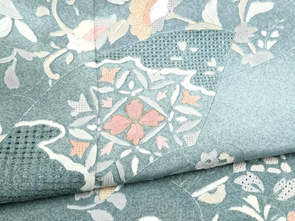 平和屋着物●中国三大刺繍　スワトウ刺繍　総刺繍　訪問着　地紙更紗花文　暈し染め　金糸　正絹　逸品　未使用　CABJ5090hy