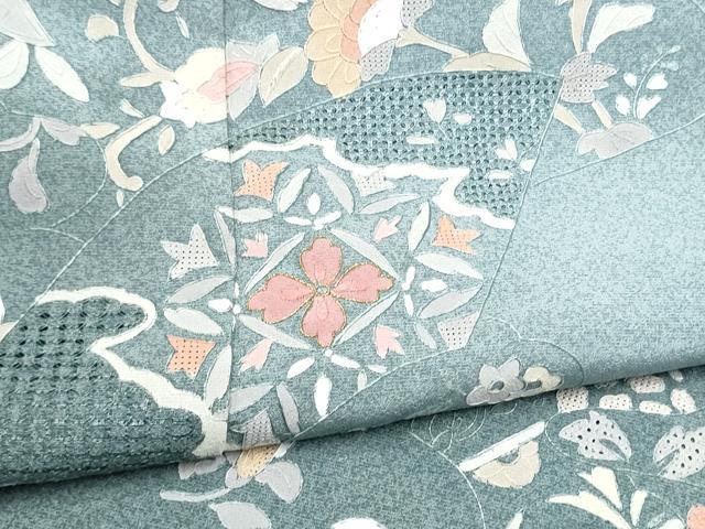 平和屋着物●中国三大刺繍　スワトウ刺繍　総刺繍　訪問着　地紙更紗花文　暈し染め　金糸　正絹　逸品　未使用　CABJ5090hy