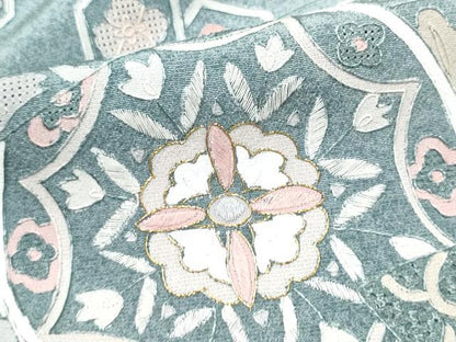 平和屋着物●中国三大刺繍　スワトウ刺繍　総刺繍　訪問着　地紙更紗花文　暈し染め　金糸　正絹　逸品　未使用　CABJ5090hy