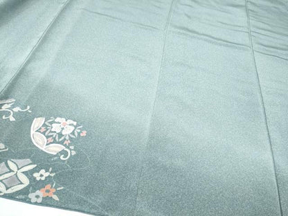 平和屋着物●中国三大刺繍　スワトウ刺繍　総刺繍　訪問着　地紙更紗花文　暈し染め　金糸　正絹　逸品　未使用　CABJ5090hy