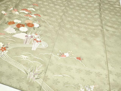 平和屋着物●訪問着　刺繍　屏風松竹梅花文　金彩　正絹　逸品　CABJ5091hy