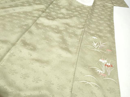 平和屋着物●訪問着　刺繍　屏風松竹梅花文　金彩　正絹　逸品　CABJ5091hy