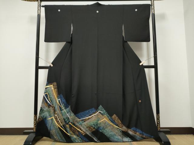 平和屋着物●豪華黒留袖　作家物　駒刺繍　霞文　金銀彩　正絹　逸品　CABJ5094hy