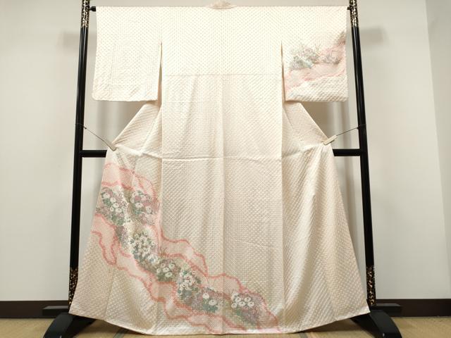 平和屋着物●訪問着　絞り　菊　金銀彩　正絹　逸品　CABJ5096hy