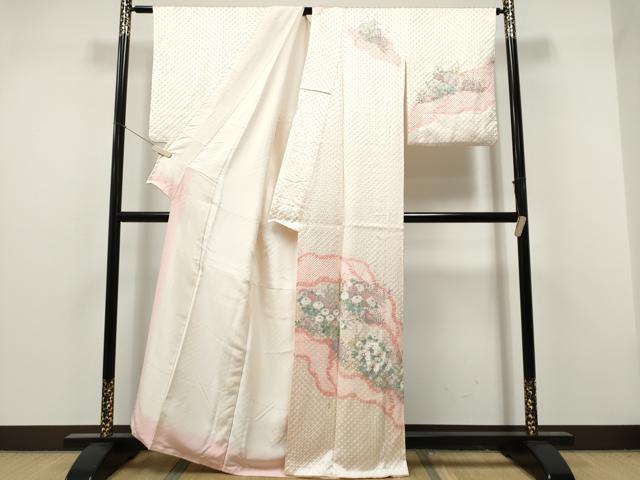 平和屋着物●訪問着　絞り　菊　金銀彩　正絹　逸品　CABJ5096hy