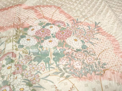 平和屋着物●訪問着　絞り　菊　金銀彩　正絹　逸品　CABJ5096hy
