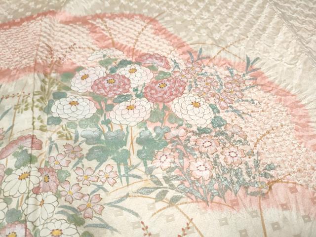 平和屋着物●訪問着　絞り　菊　金銀彩　正絹　逸品　CABJ5096hy