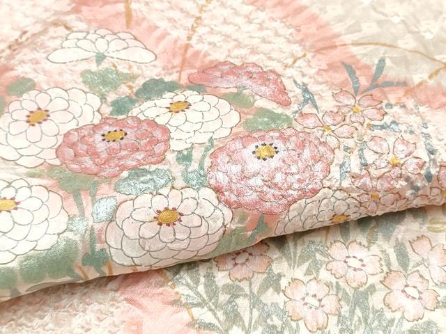 平和屋着物●訪問着　絞り　菊　金銀彩　正絹　逸品　CABJ5096hy