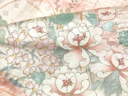 平和屋着物●訪問着　絞り　菊　金銀彩　正絹　逸品　CABJ5096hy