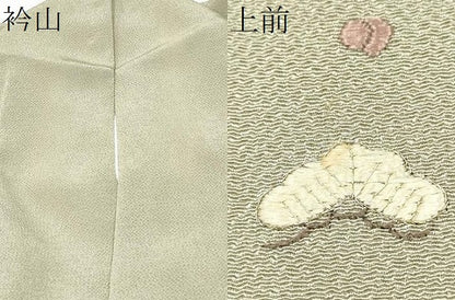 平和屋着物●訪問着　総刺繍　草花文　金糸　鬼しぼ縮緬　正絹　逸品　CABJ5097hy