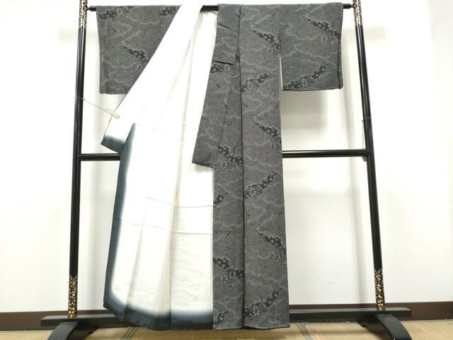 平和屋着物●上質な小紋　鮫小紋柄　鼓花文　鬼しぼ縮緬　正絹　逸品　未使用　CABJ5098hy