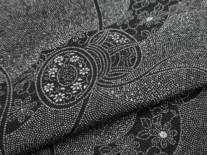平和屋着物●上質な小紋　鮫小紋柄　鼓花文　鬼しぼ縮緬　正絹　逸品　未使用　CABJ5098hy