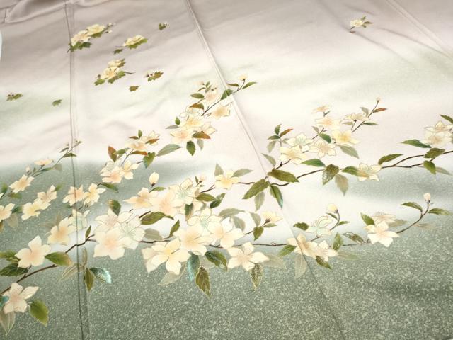 平和屋着物●漆工芸作家　金森一博　訪問着　枝花文　暈し染め　金彩　正絹　逸品　CABJ5100hy