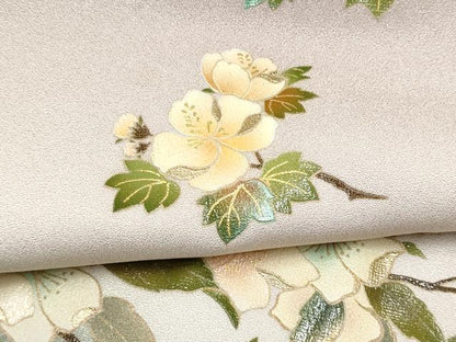 平和屋着物●漆工芸作家　金森一博　訪問着　枝花文　暈し染め　金彩　正絹　逸品　CABJ5100hy
