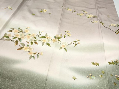 平和屋着物●漆工芸作家　金森一博　訪問着　枝花文　暈し染め　金彩　正絹　逸品　CABJ5100hy