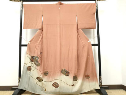 平和屋着物●越後染印傳　根津青宗　色留袖　文箱花文　暈し染め　金銀彩　正絹　逸品　CABJ5101hy