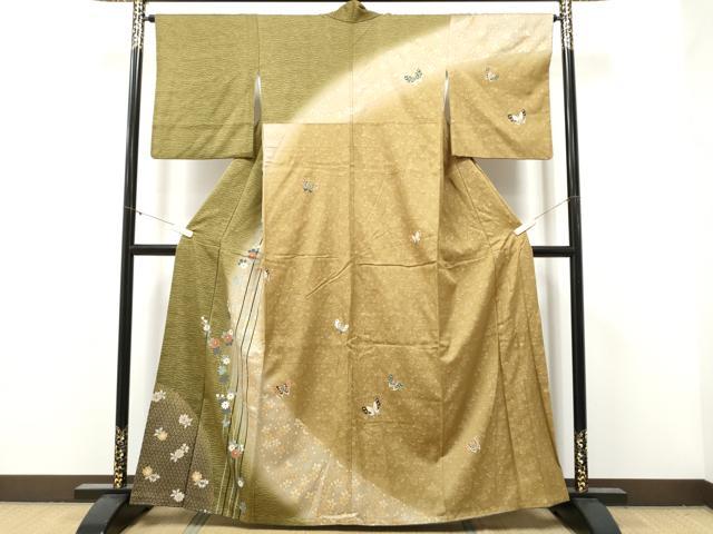 平和屋着物●訪問着　花蝶文　暈し染め　金銀彩　正絹　逸品　CABJ5102hy