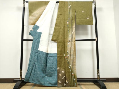 平和屋着物●訪問着　花蝶文　暈し染め　金銀彩　正絹　逸品　CABJ5102hy