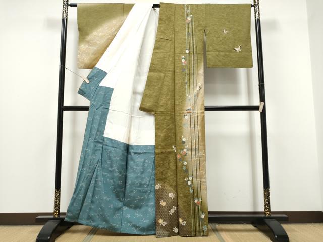 平和屋着物●訪問着　花蝶文　暈し染め　金銀彩　正絹　逸品　CABJ5102hy