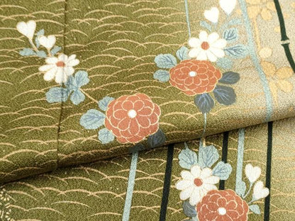 平和屋着物●訪問着　花蝶文　暈し染め　金銀彩　正絹　逸品　CABJ5102hy