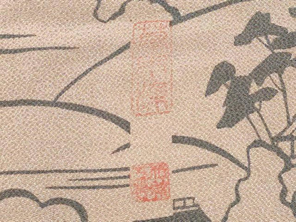 平和屋着物●上質な小紋　作家物　型染め　草木染　風景文　鬼しぼ縮緬　正絹　逸品　未使用　CABJ5107hy